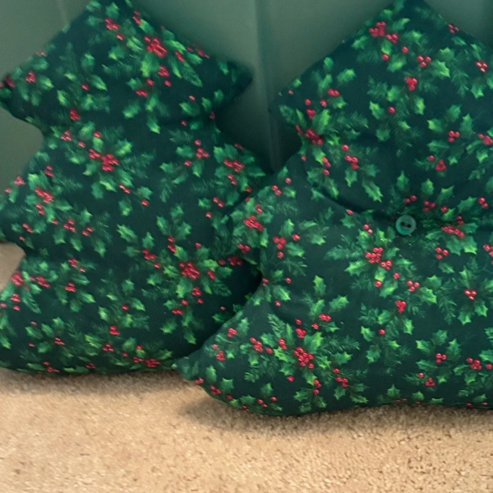 Festive Green Christmas Tree Pillows set of 2